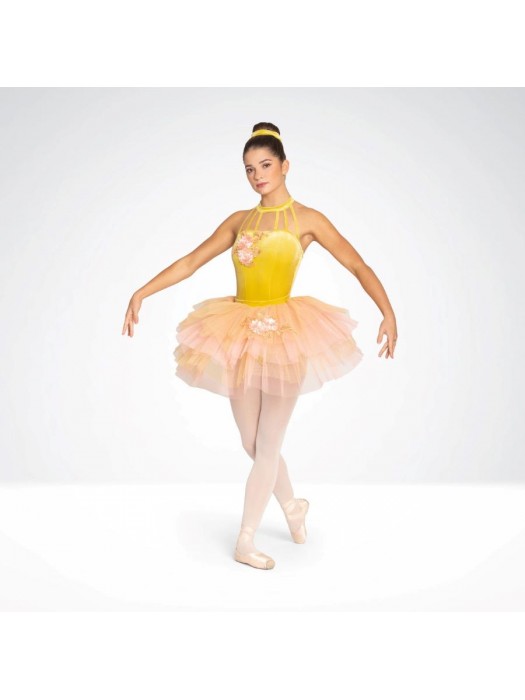 Body Applicazioni Velluto e Gonna Tutù Abbinata Separata Saggio Danza FPC24080